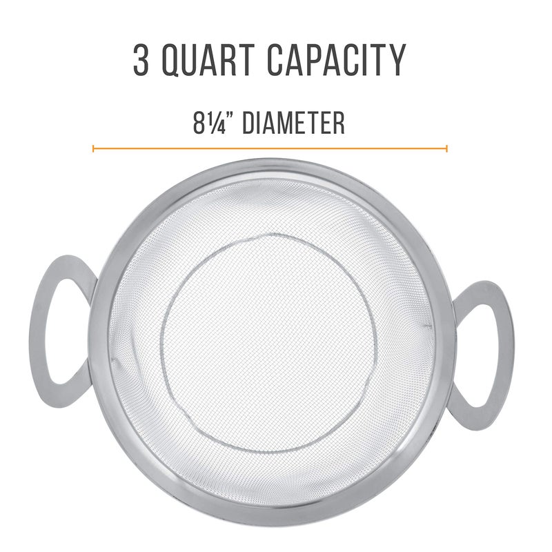 U.S. Kitchen Supply Stainless Steel Colander Strainer Basket - 3-Quart Colander with Resting Feet & Handles - Wide Rim Sieve, Stainless Steel Strainers and Colanders for Kitchen - Image 2